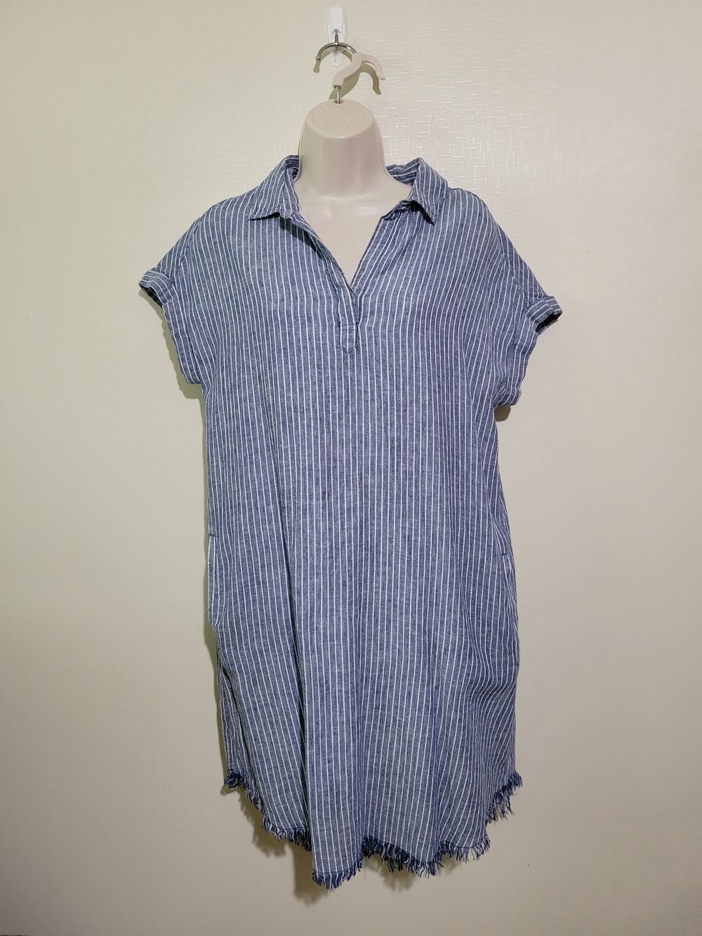 beachlunchlounge Blue and White Striped Midi Dress
